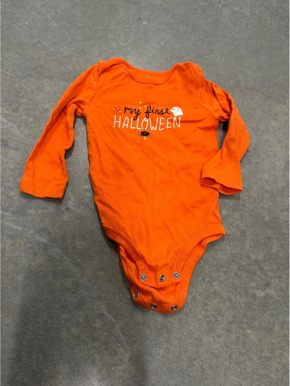 Carter's Orange 'My First Halloween' Long Sleeve Baby Bodysuit 18M